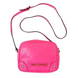 RARE NWT Juicy Couture Pink Purse Camera Bag Leather Lizard Embossed Crossbody